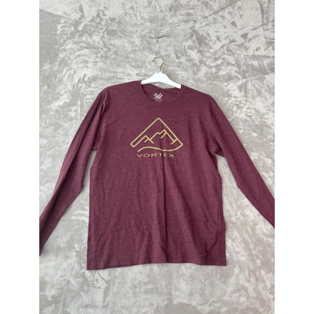 Vortex Optics Mens M Maroon Mountain Graphic Long Sleeve T-Shirt Heathered Tee